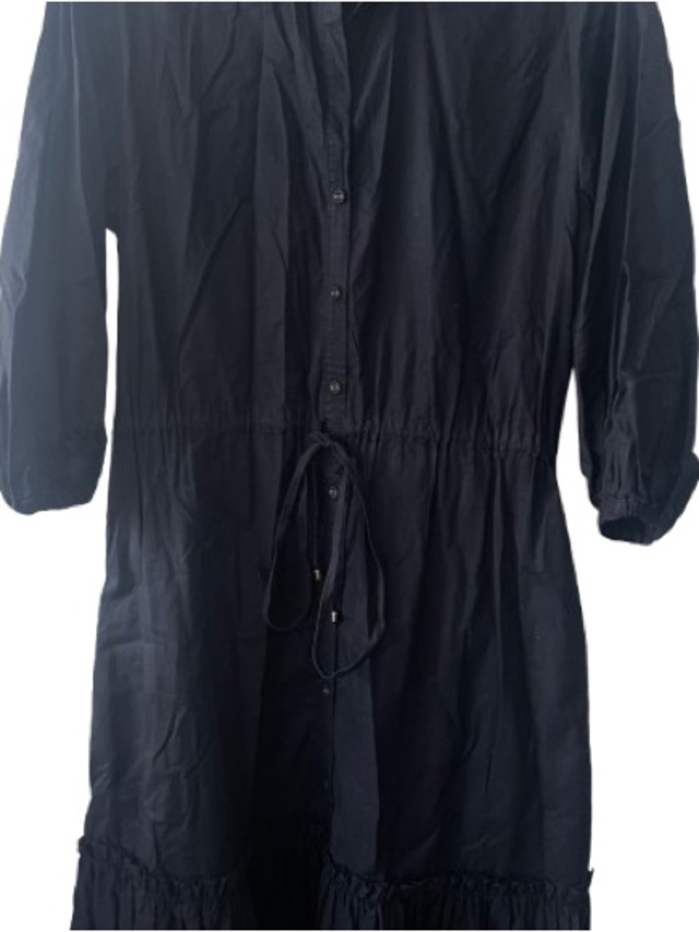 Cara Cara Hutton Black Button-Front Tiered Midi Dress - Picture 7 of 12